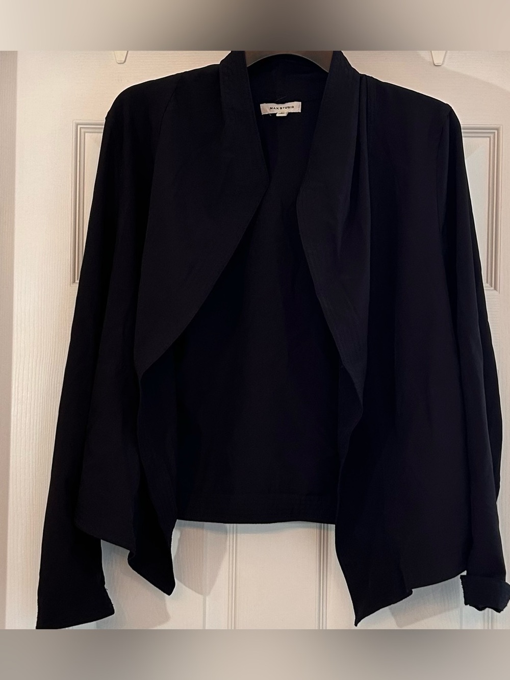 Max Studio Black Draped Open-Front Jacket Size M